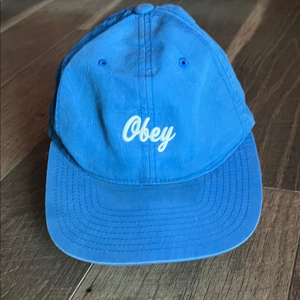 Obey Men's Blue Flat Brimmed Hat